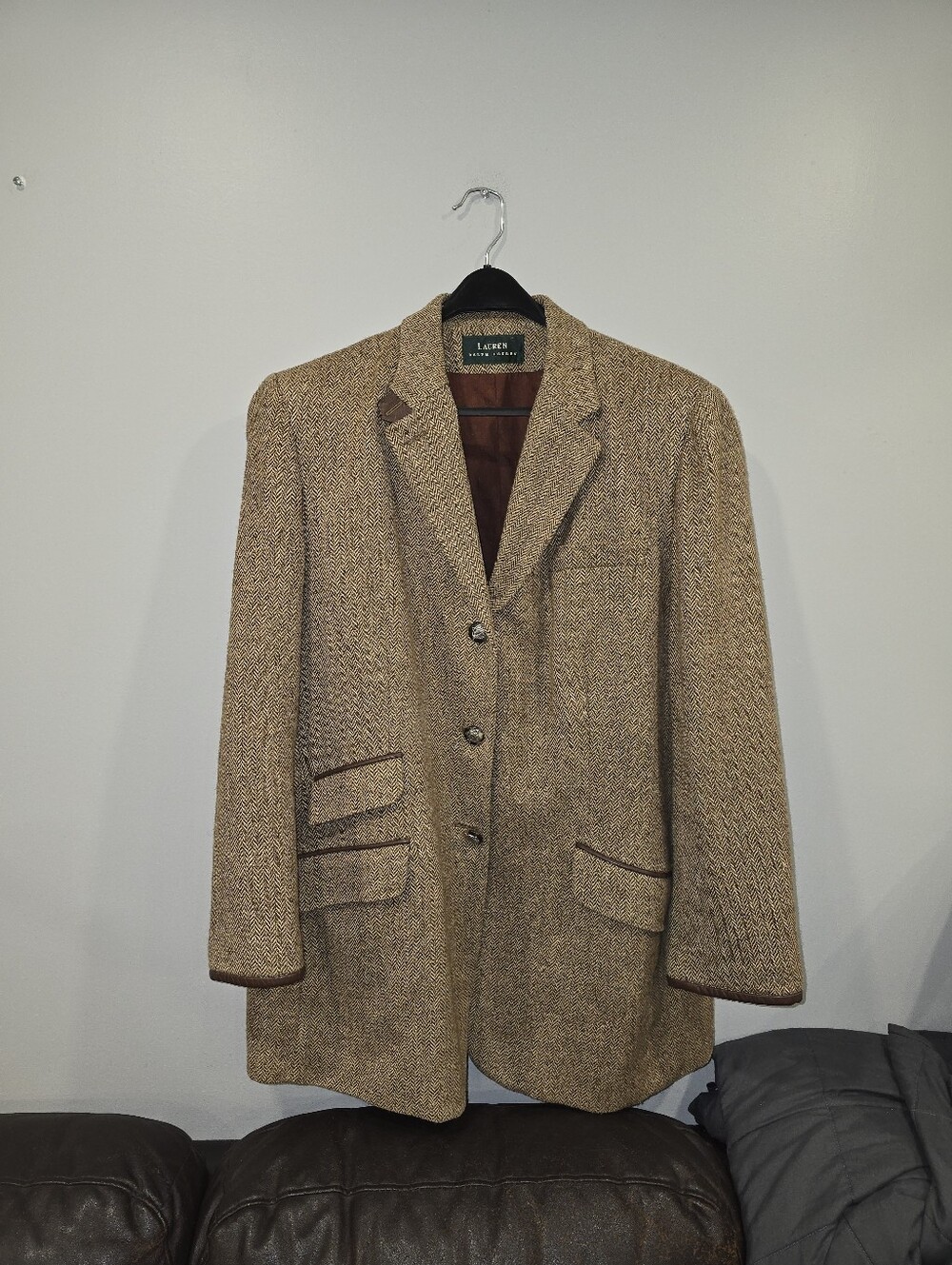 Vintage Lauren Ralph Lauren Wool Silk Herringbone Blazer – Equestrian Style